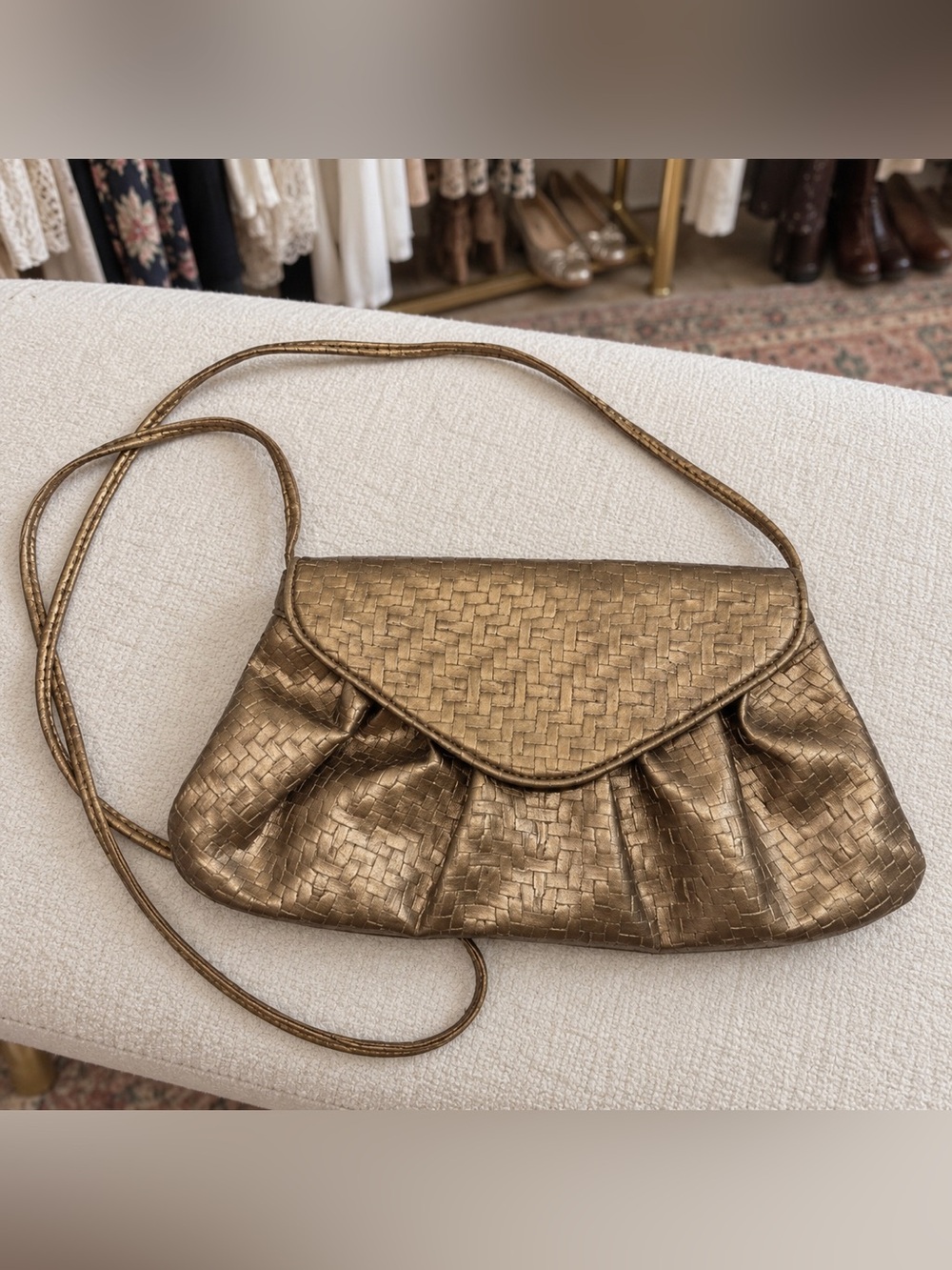 Vintage Neiman Marcus Bronze Metallic Crossbody Shoulder Bag